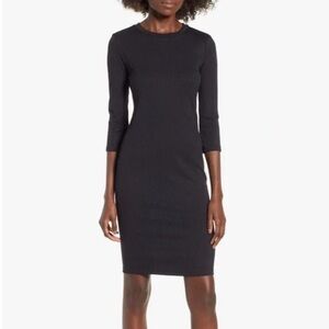 Lush Black 3/4 Sleeve Ribbed Dress